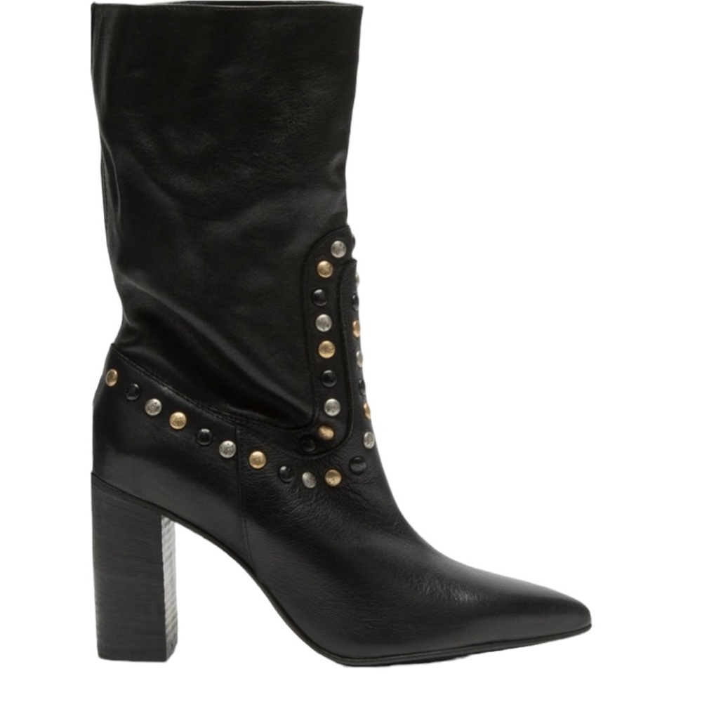 Free People Dakota Studded Western Boot Black Leather Women’s Size 7